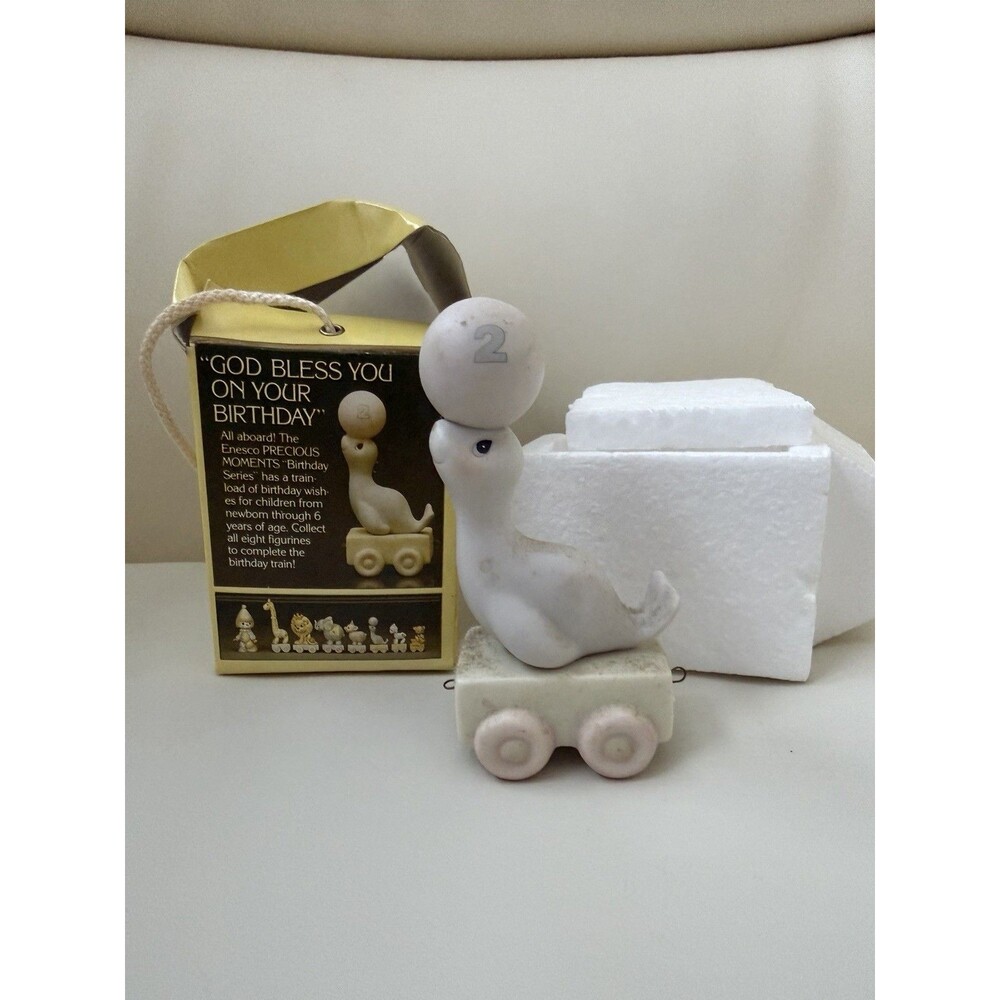 Precious Moments 2nd Birthday Train Figurine God Bless You On Your Birthday